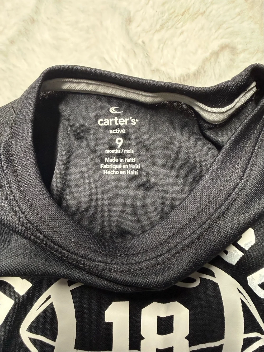 Carter's Black Tee with White Football Graphic